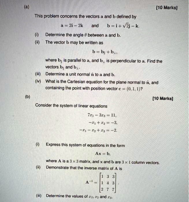 SOLVED: This Problem Concerns The Vectors A And B Defined By A = 2i ...