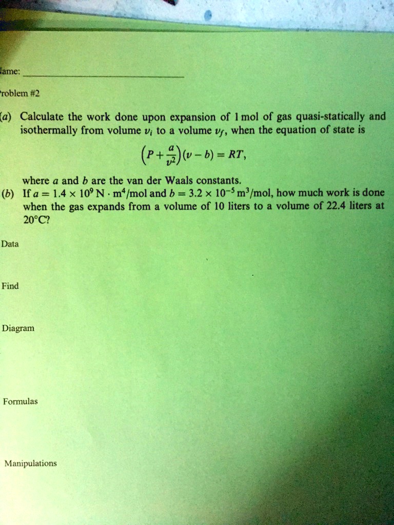 (a) Calculate the work done upon expansion of 1 mol of gas...