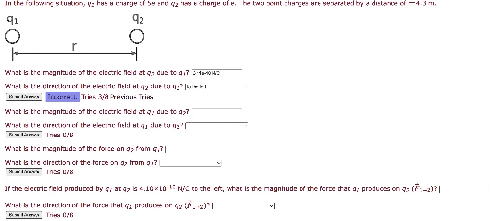SOLVED: In the following situation, q1 has a charge of 5e and q2 has a ...