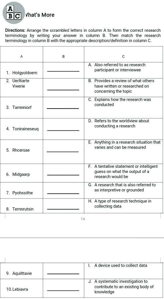 solved-arrange-the-scrambled-letters-in-column-a-to-form-the-correct