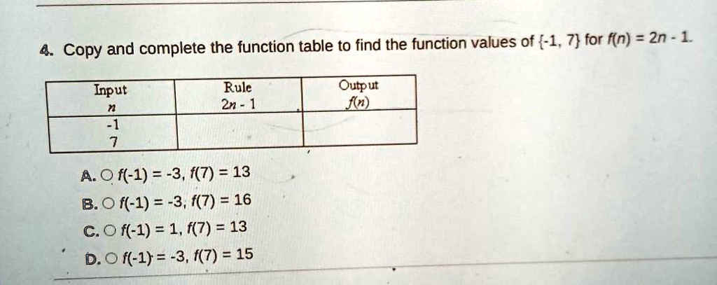 SOLVED: 'Please help :) Thanks! Copy and complete the function table to ...