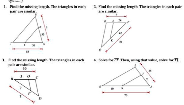 SOLVED: Find the missing length The triangles in each pair are similar ...