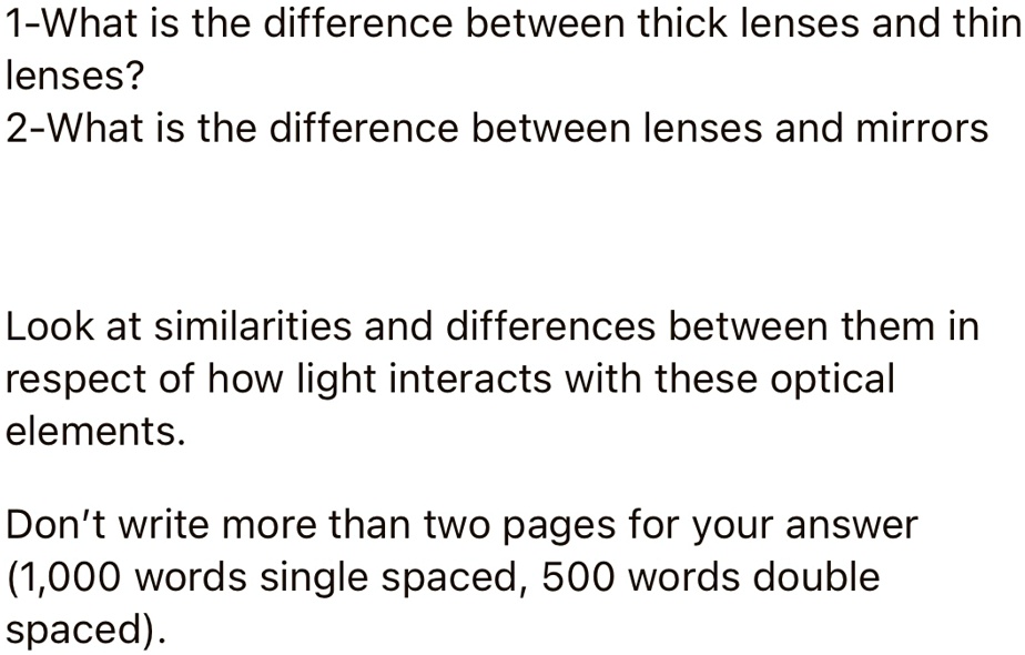 SOLVED What is the difference between thick lenses and thin lenses