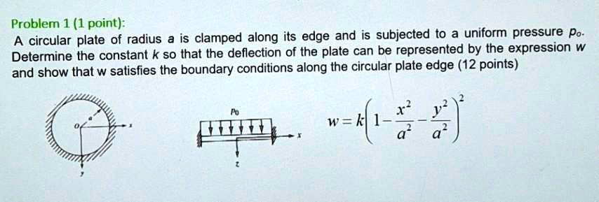 Problem 1 (1 point): A circular plate of radius a is clamped along its ...