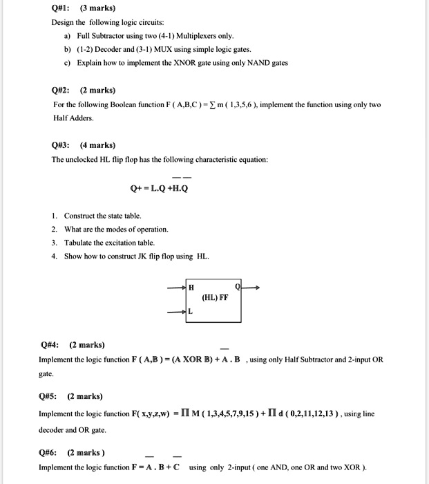 SOLVED: Q#1: (3 marks) Design the following logic circuits: a) Full ...