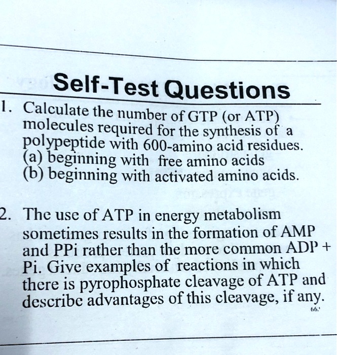 SOLVEDSelfTest Questions 13 Calculate the number of GTP (or ATP