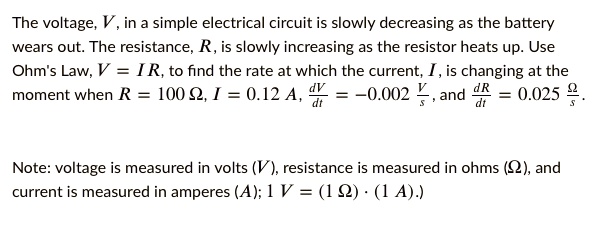 SOLVED: The voltage, in a simple electrical circuit is slowly ...