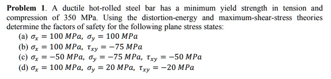 SOLVED: Problem 1. A ductile hot-rolled steel bar has a minimum yield ...