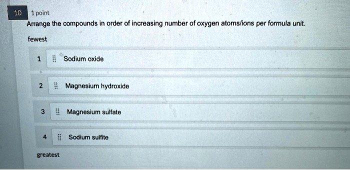 Video Solution: Arrange The Compounds In Order Of Increasing Number Of 