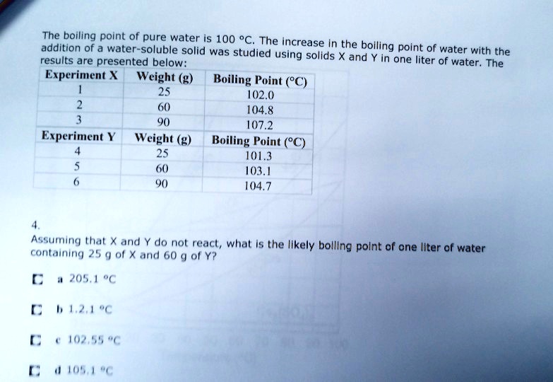 The boiling point of pure water is 100 C The increas… SolvedLib