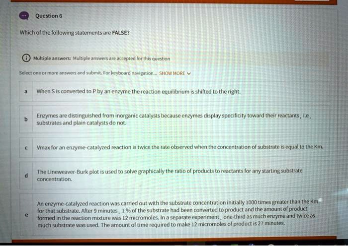 Solved Question 6 Which Ol The Following Statements Are False Multipla Jnswors Multinke Answrs Jccepled Lontmt Olranng Sccct Ong Moit Jnxtly Ond Subat For Kaxbo Lid Ruigation Showkore When L5 Converted To