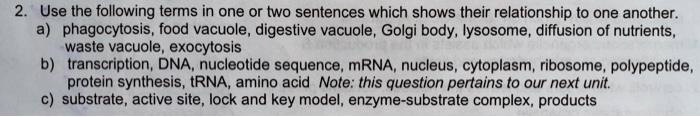 SOLVED: Use the following terms in one or two sentences which shows ...