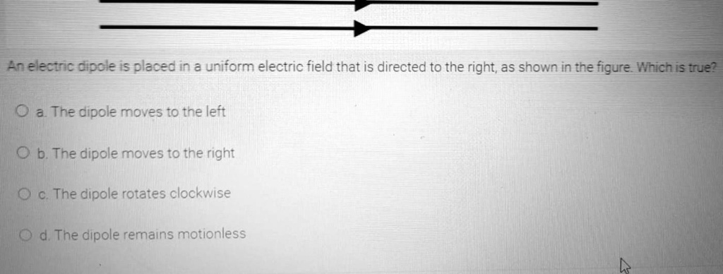 SOLVED: A charged dipole is placed in a uniform electric field that is ...