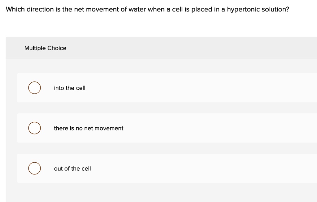 Which direction is the net movement of water when a cell is placed in a ...