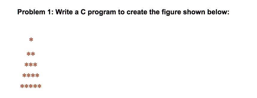 SOLVED: Problem 1: Write a C program to create the figure shown below