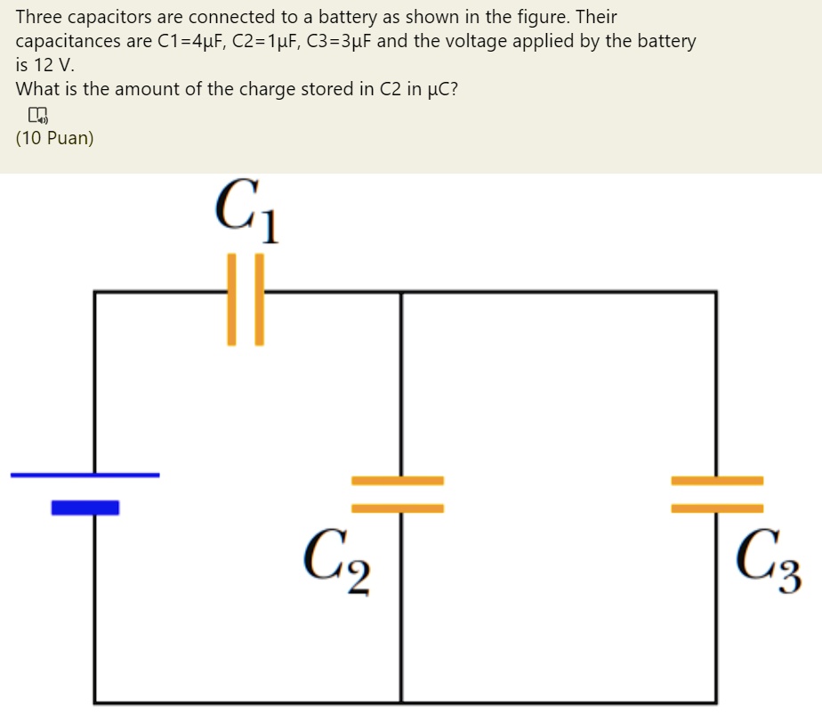 SOLVED Three Capacitors Are Connected To A Battery As Shown In The Figure Their Capacitances