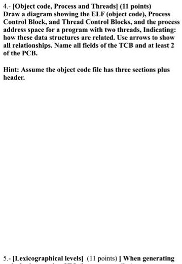object code process and threads h points draw diagram showing the elf ...