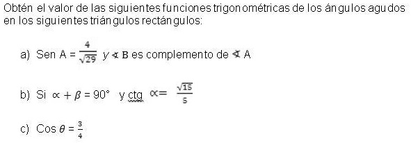 Solved Obtén El Valor De Las Siguientes Funciones Trigonométricas De