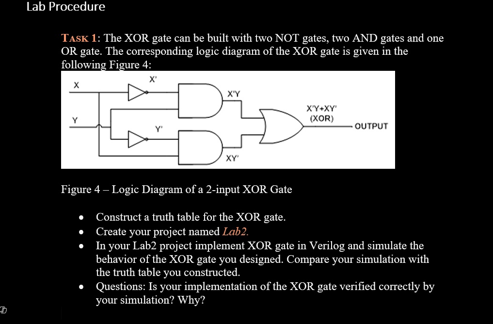 lab procedure task 1 the xor gate can be built with two not gates two ...