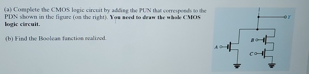 Cmos Configuration Using Boolean Function (a) Complete the CMOS logic circuit by adding the PUN that corresponds ...
