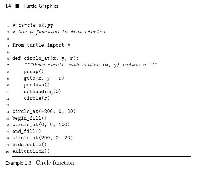SOLVED: PYTHON - WRITING FUNCTIONS 1.3.4 Use the circleat() function to ...