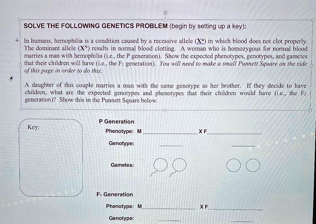 solve the following genetics problem begin by setting up a key in ...