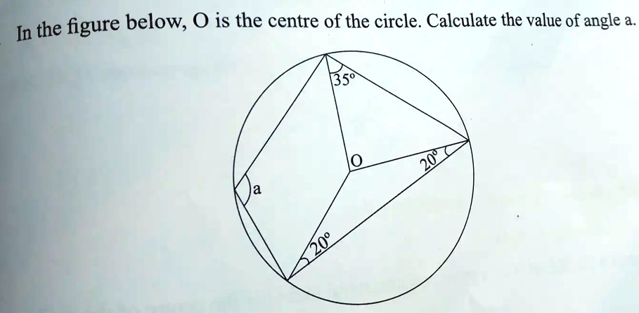 SOLVED: In the figure below, 0 is the centre of the circle. Calculate ...