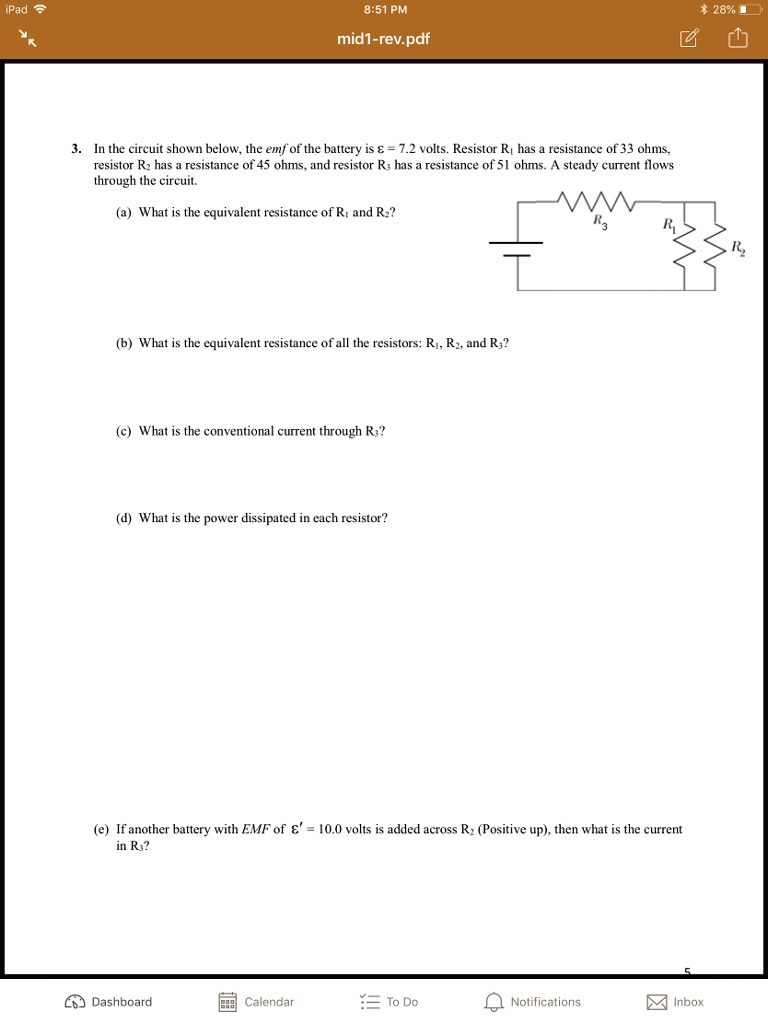 SOLVED: iPad 8:51 PM 2826 mid1-revpdf In the circuit shown below. the ...