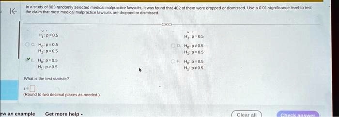 Solved In a study of 803 randomly selected medical