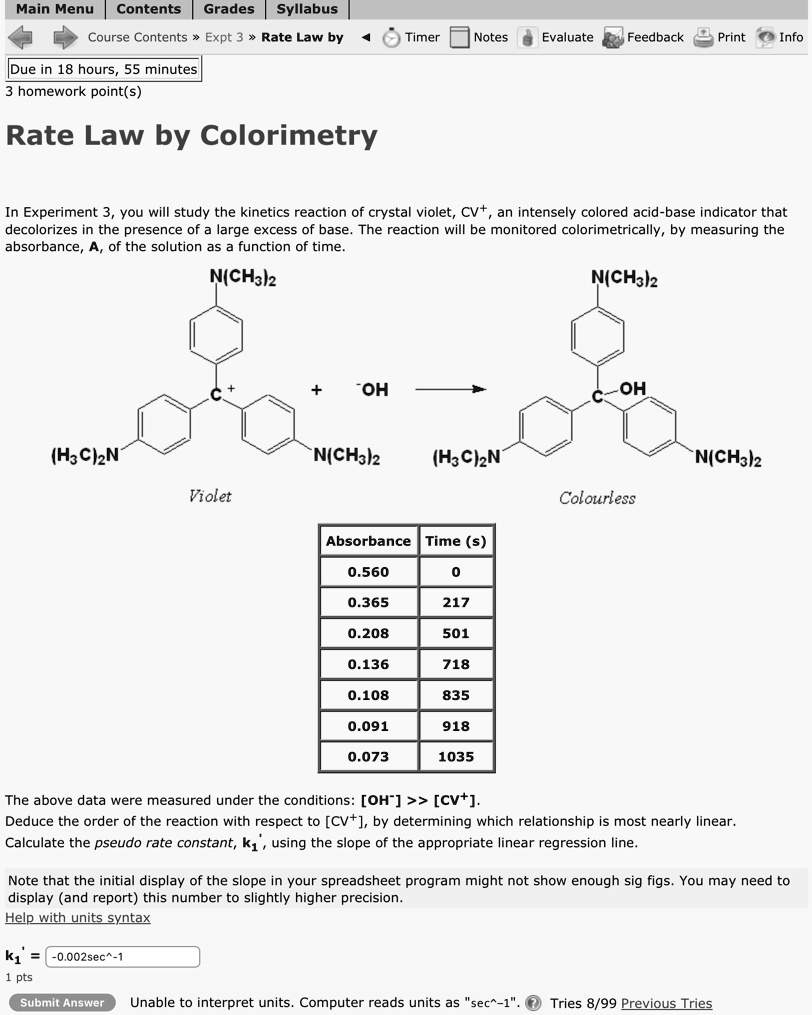 SOLVED In Experiment 3, you will study the reaction of