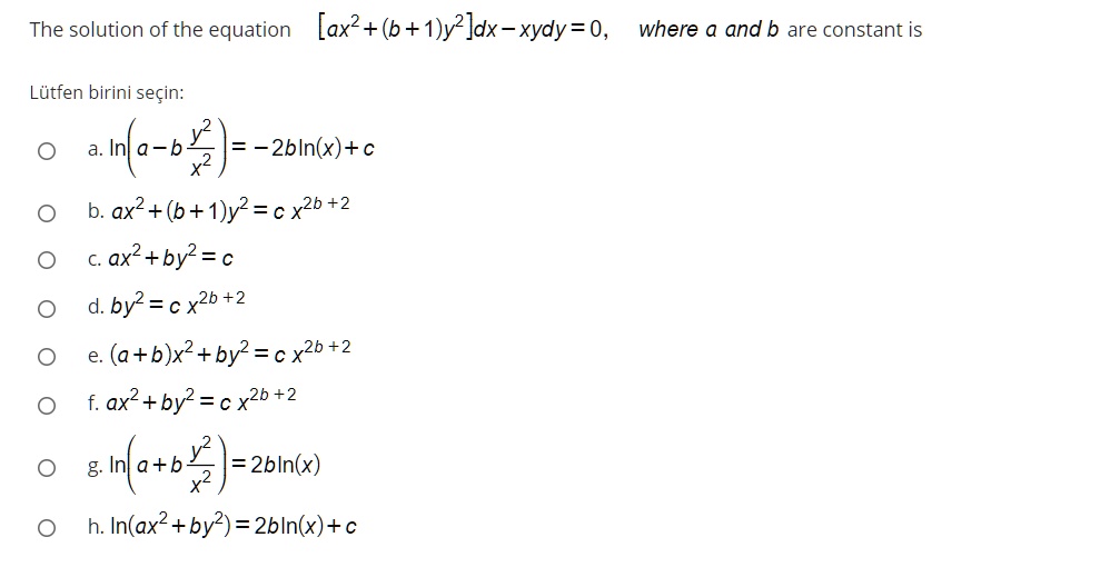 The Solution Of The Equation Ax2 B 1 Y Dx Xydy 0 Itprospt