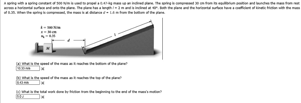 spring with spring constant of 500 nm is used propel 047 kg mass up an ...