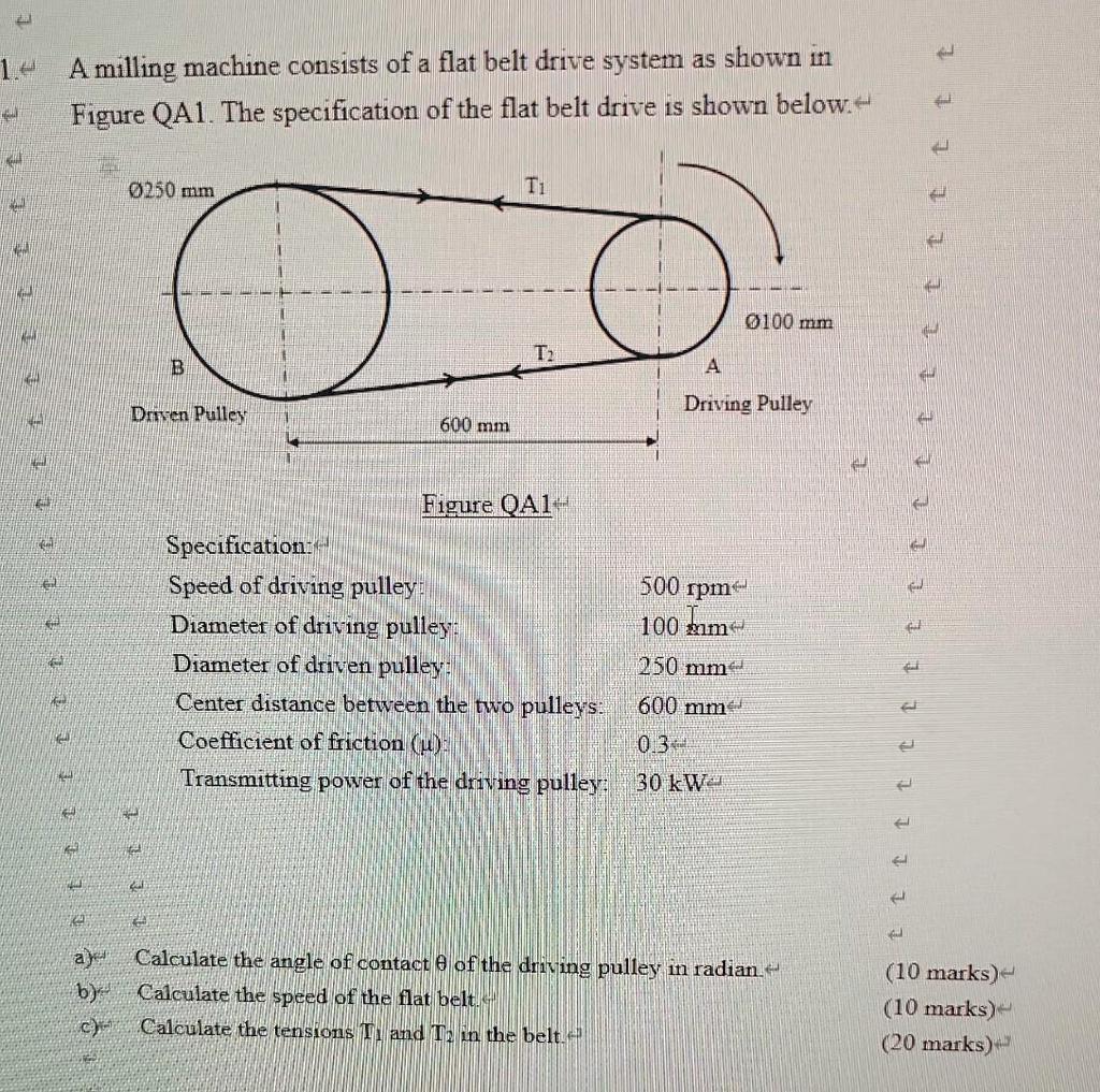 solved-a-milling-machine-consists-of-a-flat-belt-drive-system-as-shown