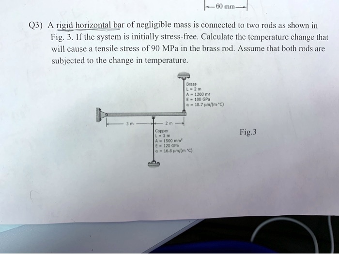 SOLVED A rigid horizontal bar of negligible mass is connected to two