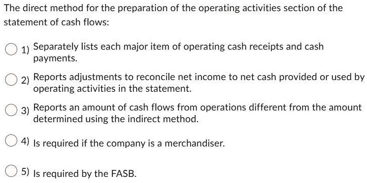 SOLVED: The direct method for the preparation of the operating ...