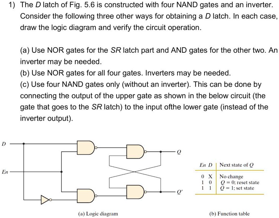 1 the d latch of fig56 is constructed with four nand gates and an
