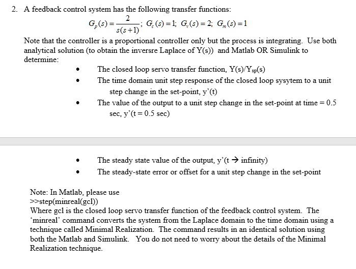 SOLVED A feedback control system has the following transfer function