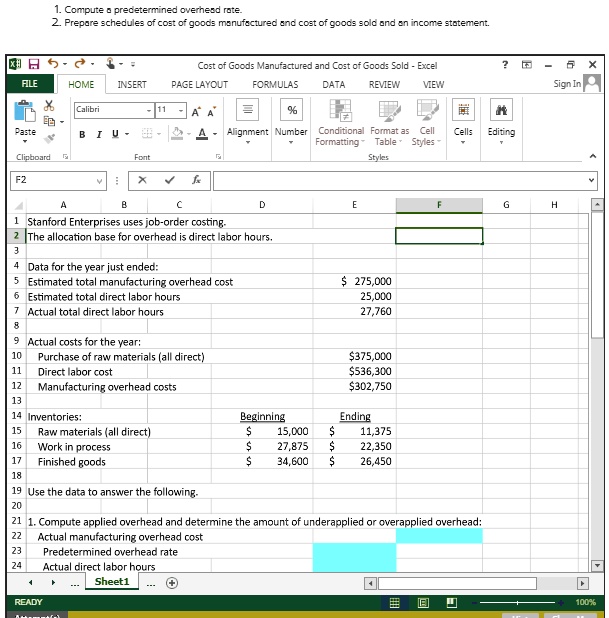 SOLVED: Compute predetermined overhead rate. Prepare schedules of cost ...
