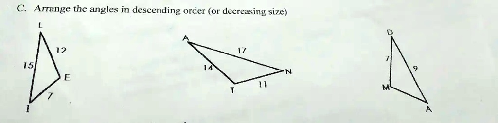 SOLVED: Arrange the angles in descending order (or decreasing size)