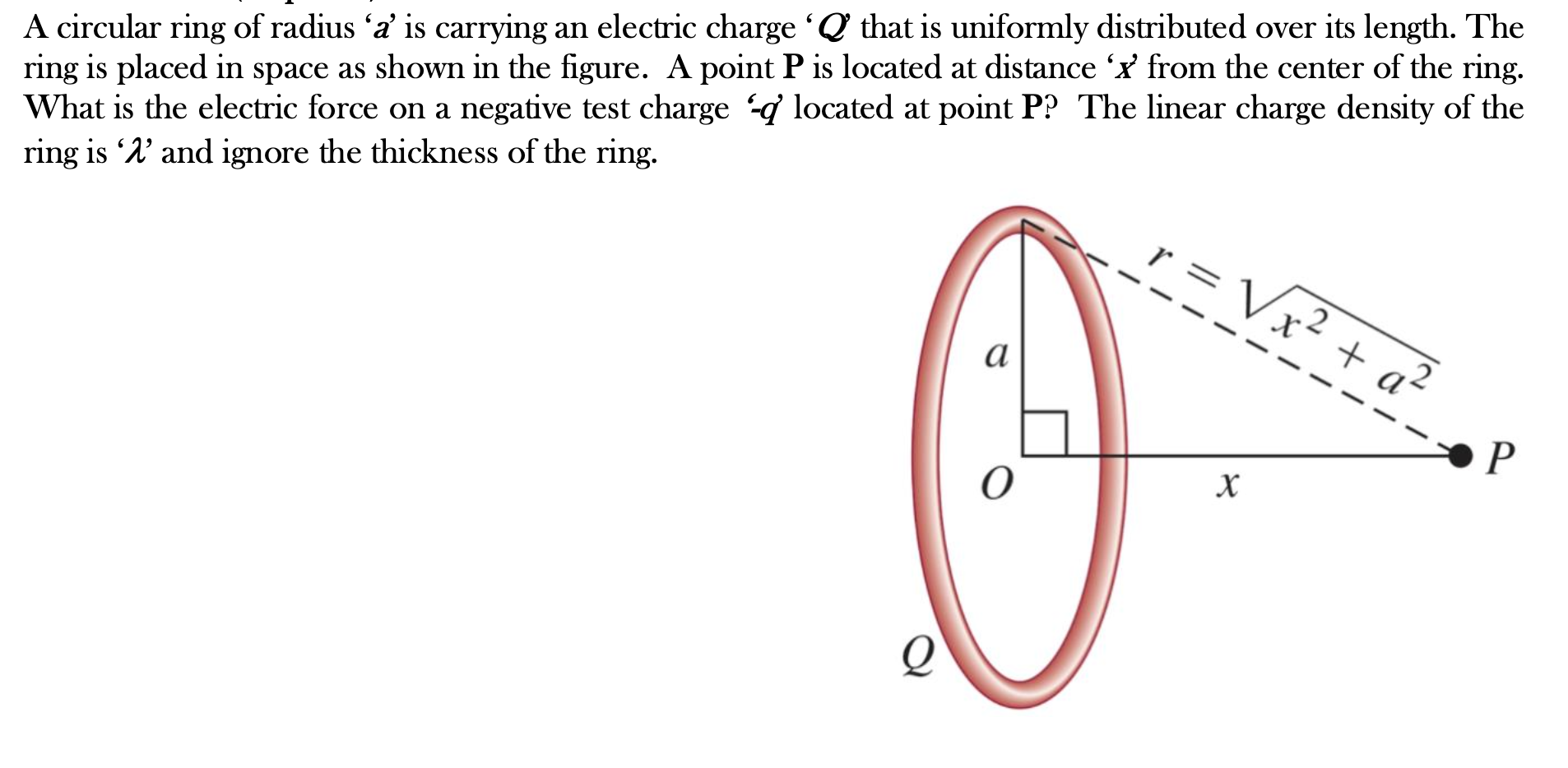 A plastic rod has been bent into a circle of radius R=8.20 cm. It has a  charge Q_1=+4.20 pC uniformly distributed along one-quarter of its  circumference and a charge Q_2 = -6Q_1