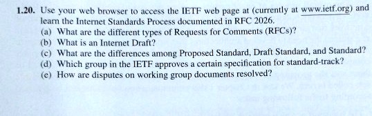 Learn The Internet Standards Process Documented In Rfc 2026 Awhat Are ...