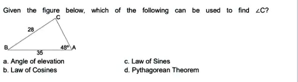 SOLVED: Given the figure below, which the following can used find LC ...