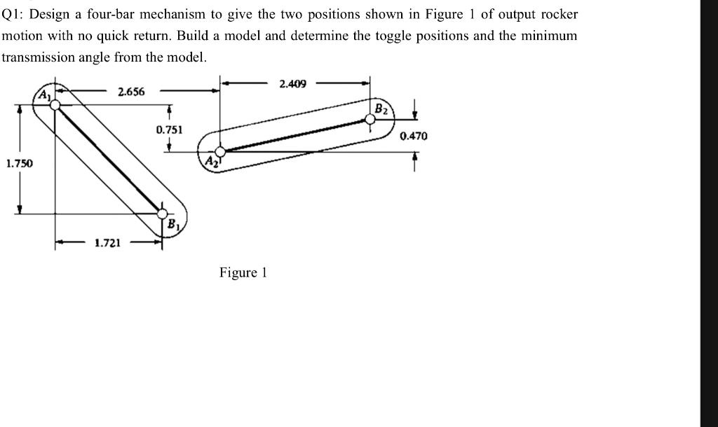 ql design a four bar mechanism to give the two positions shown in ...