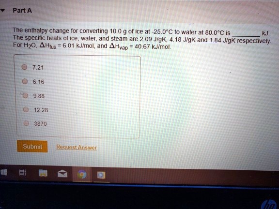 The Enthalpy Change For Converting 10.0 G Of Ice At