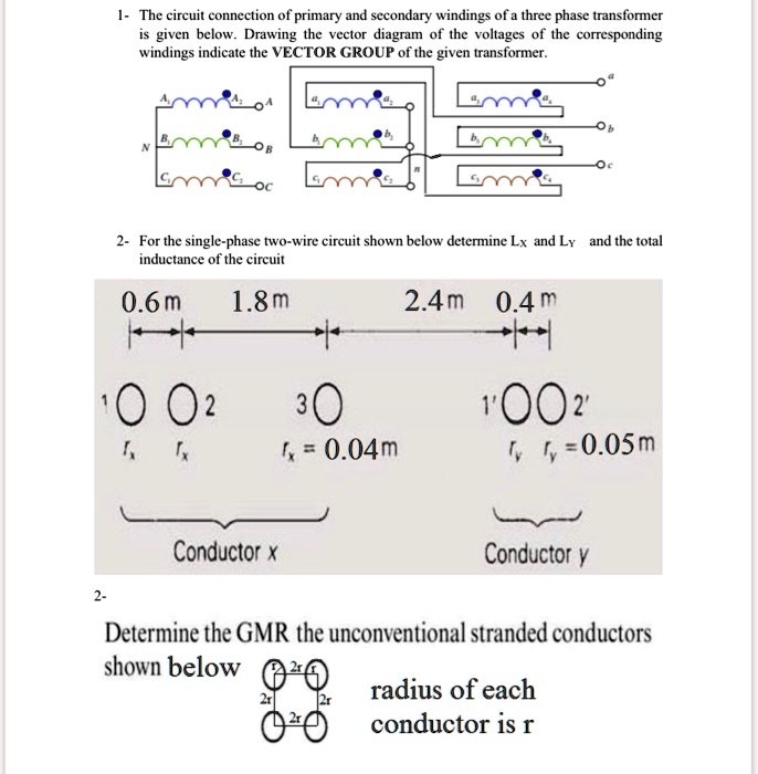 1- The circuit connection of primary and secondary windings of a three ...