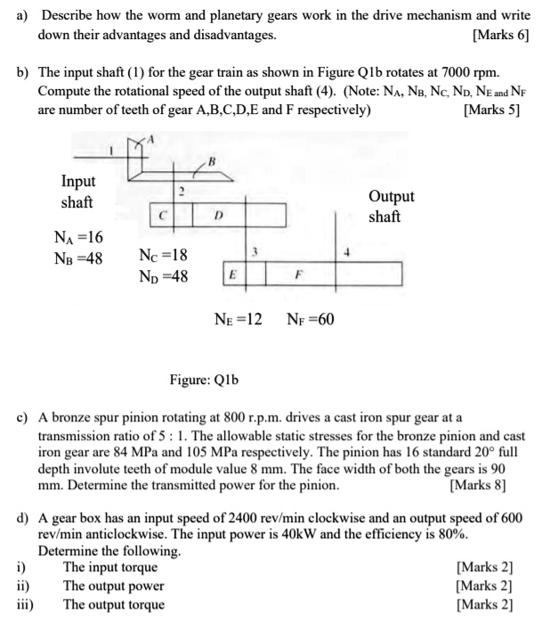 SOLVED a) Describe how the worm and gears work in the drive