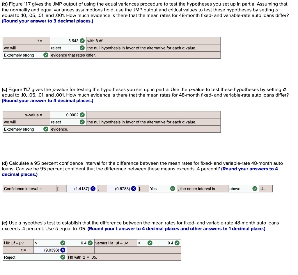 SOLVED (b) Figure 11.7 gives the JMP output of using the equal
