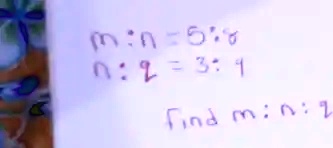 m:n = 5:6
n:l = 3:4
Find m:n:l