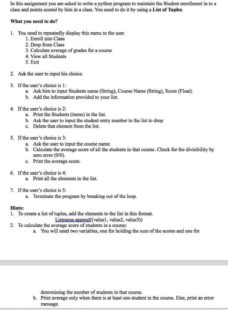SOLVED: In this assignment, you are asked to write a Python program to ...