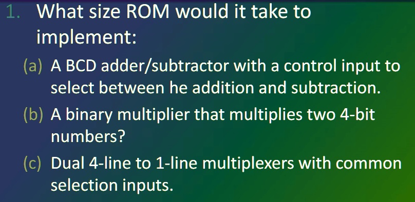 VIDEO solution: What size ROM would it take to implement: (a) A BCD ...